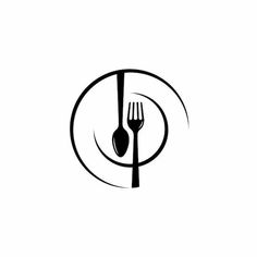 a fork and knife sitting on top of a plate with a circular border around it