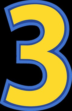 the number three in blue and yellow