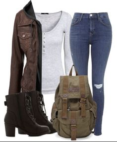 Warrior Inspired Outfit, Supernatural Clothes Inspired Outfits, Tlou Inspired Outfits, To The Movies Outfit, Jeans And Heels Outfit, Casual Outfits Polyvore, Supernatural Outfits, Combat Clothes