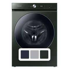 the front view of a washing machine with three different colors on each side and one black color