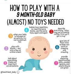 how to play with a 9 month - old baby almost no toys needed info sheet