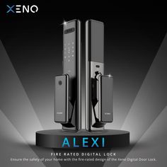 an advertisement for the new aexi fire - rated digital lock from xenoo