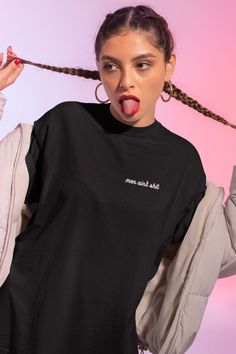 a woman with her tongue hanging out