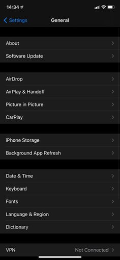 the settings screen on an iphone, with different options to select and use for them