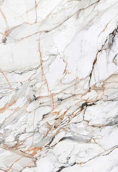 white marble with gold veining and brown streaks on the edges is seen in this image