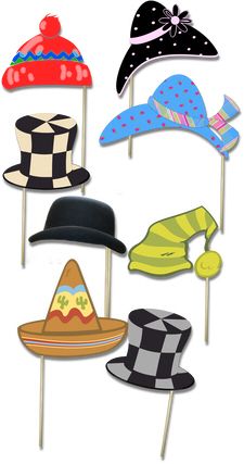 several hats on top of each other in different colors and sizes, with one hat sticking out from the middle