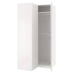 a white cabinet with its doors open