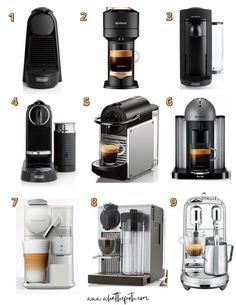 different types of espresso machines and coffee maker for home or office use with instructions on how to use them