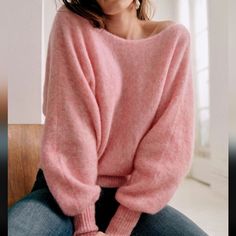 Nwt. Super Cute, Soft, And Cozy Sweater. Can Be Worn Front To Back Or Back To Front. Sp070145 Chic Evening Dress, Style Parisienne, Spring Photoshoot, Paris Mode, Sweater Trends, Rose Pastel, Mini Dress Casual, Shop Maxi Dresses, Chic Dress