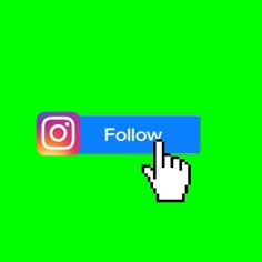 a hand clicking the follow button on an instagramr with green screen in the background