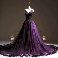 Prom Dresses Lace Applique Strapless Ball Gown Full Length Evening Party Dress Purple Dress Formal, Gothic Wedding Theme, Dark Purple Dresses, Strapless Ball Gown, Formal Ball Gown, Mothers Dresses, Black Wedding Dresses, Prom Dresses Lace, Modest Fashion Outfits