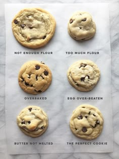 six different types of cookies on a piece of parchment paper with the words healthy diet written below them