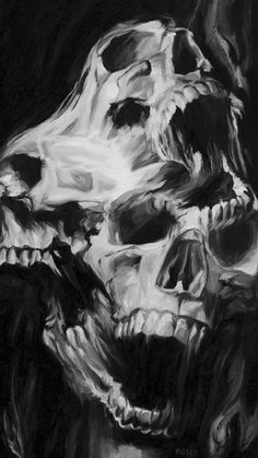 a black and white drawing of a human skull