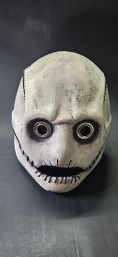 Up for sale is my hand made Halloween mask. I make them and ship them within 6 months of purchase. Faster shipping is available if needed. It features leather straps with metal buckles. This mask is an adult large. My head measures 23 inches around the top just above my eyebrows and the mask's fit me great. This mask in the picture is for reference only and the paint job may vary slightly. I try to paint them as close to the pictures as I can and I can also do custom paint job's if requested. If Horror Movie Masks, Slipknot Corey Taylor, Mask Inspiration, Skull Motorcycle, Blood Work, Fashion Character, Wolf Creek, Props Concept, Halloween Prop