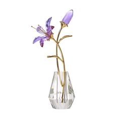 PRICES MAY VARY. Material of artificial lilies: high quality glass lily flowers and vase, metal long stem and leaves. Specifications: Total measures 5.9in (height), lily flower stem measures 5.8x2.5in(HxW), crystal vase measures 2.2x1.6in (HxW), Net weight: 142g/set (5 oz). Language of lily flowers: forever crystal lily symbolizes pure love, nobility and good wishes Decorative ornaments: sparkly glass material with purple color artificial lilies, will appear rainbow spots under the sunshine, abs Crystal Vase Decor, Tiger Lily Flowers, Lily Flowers, Flower Stem, Crystal Vase, Purple Crystal, Tiger Lily, Purple Crystals, Crystal Flower