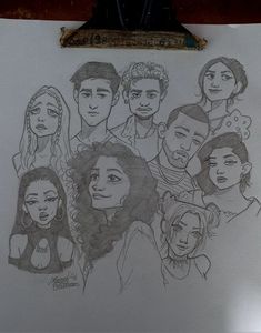 a drawing of the cast of riverdale high school musical on a piece of paper