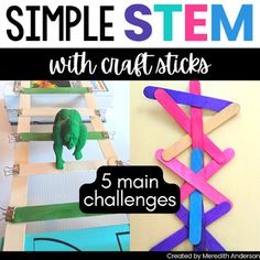 Looking for low prep STEM activities that don't break the bank? These popsicle stick challenges are IT!  Catapults are great to inspire a competitive edge, and the bridge STEM challenge offers high engagement. There is a HUGE wow factor with the exploding craft stick activity too!Use these challenges for: Early finishers STEM centers or science stations STEM Fridays, Maker Mondays, or Tinker Tuesdays STEM sub plans or a sub tub. The directions and materials are easy to set up and straightforward Popsicle Stem Activities, First Grade Stem Activities, Popsicle Stick Stem Activities, Popsicle Stick Stem Challenges, Stem Activities For Kids, Bridge Stem Challenge, Building Bridges Stem For Kids, Stem Build A Bridge