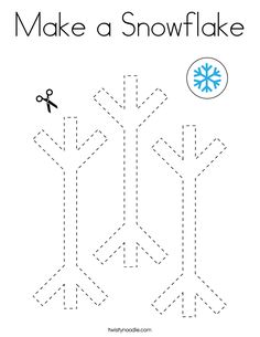 make a snowflake worksheet for kids to learn how to cut and glue