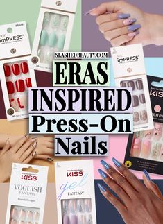 several different types of nail polish are shown in this advert for kiss kiss kiss kiss kiss