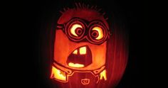 a pumpkin carved to look like a minion