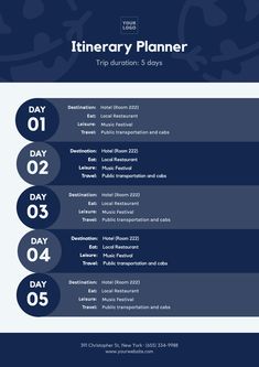 a blue and white timetable with the dates for an upcoming event, including two days to go