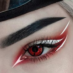 Fully Activated Uchiha Sharingan Contacts Uchiha Sharingan, Teknik Makeup, Anime Eye Makeup, Drag Make-up, Cute Eye Makeup, Anime Makeup, Graphic Makeup, Halloween Tattoo, Makijaż Smokey Eye