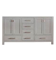 a white bathroom vanity with drawers and doors