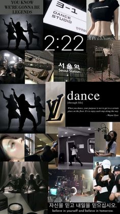 the poster for dance is shown in black and white, with images of people dancing