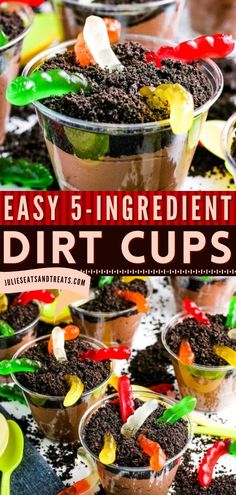 DIRT CUPS, Halloween treats, dessert ideas Dirt Cake Recipes, Dirt Pudding, Halloween Deserts, Oreo Dirt, Dirt Cups