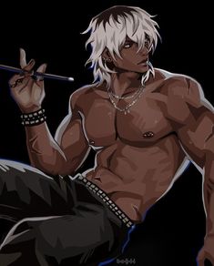 Black Anime Guy, Male Oc, Black Cartoon Characters, Anime Guys Shirtless, Black Anime Characters, Black Anime, Black Art Pictures, Anime Men, Character Design Male