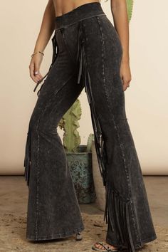 Slip into My Best Fringe for a stylish outfit that feels like a hug! This stretchy, mineral-washed western fringe has all the comfort of yoga pants, but looks anything but casual. Step out of the ordinary and into unique style! True to size comes in black or brown. Fringe Pants, Stylish Outfit, A Hug, Spandex Fabric, Cotton Spandex, The Ordinary, Yoga Pants, Black Pants, Stylish Outfits