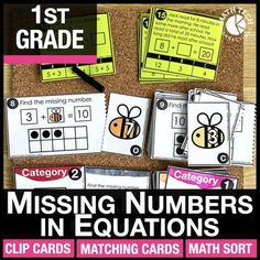 missing numbers in addition cards for 1st grade