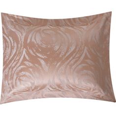 an image of a decorative pillow on a white background with pink and gold designs in the middle