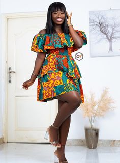 37 Modern African Dress Styles for Summer | African Fashion Styles, Inspirations African Dress Styles, Styles For Summer, Ankara Short Gown Styles, Off The Shoulder Mini Dress, Ankara Dress Styles, African Print Clothing, African Dresses Modern, Short African Dresses, African Fashion Skirts