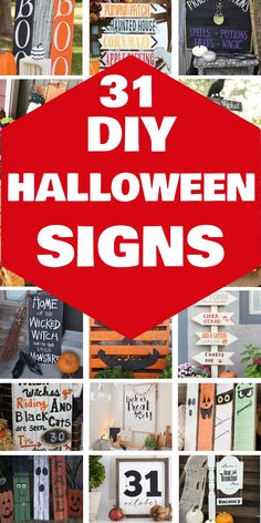 31 DIY Halloween signs. Wooden Halloween Signs Diy, Halloween Signs And Sayings Diy, Cute Halloween Signs Diy, Boo Signs For Halloween Diy, Dollar Tree Halloween Signs, Halloween Diy Signs, Halloween Street Signs