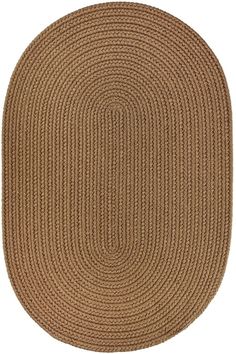 an oval rug with braiding in brown