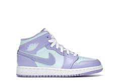 Check out the Jordan 1 Mid Purple Aqua (GS) available on @StockX Air Jordan 1 Mid Purple, Jordan 1 Mid Purple, Pink High Tops, Nike Air Jordan 5, Authentic Jordans, Womens Jordans, Aesthetic Shoes, Hot Sneakers, Air Jordan 1 Mid