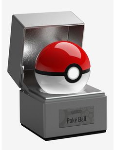 a poke ball is in a silver box