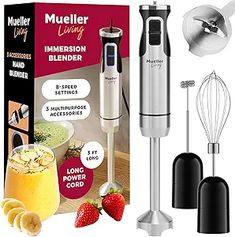 an image of a mixer and blender set up with instructions on how to use it