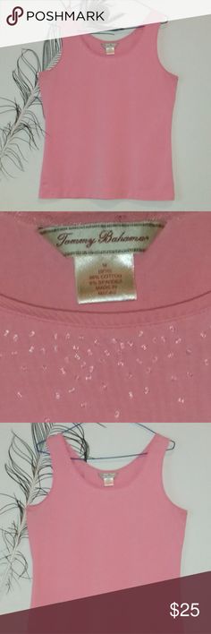 Tommy Bahama Beaded Embroidered Barbie Tank Top Host Pick Barbie Tank Top, Beach Barbie, Barbie Summer, Dress Up Jeans, Summer Tank, Free Dogs, Pink Beads, Cotton Tank Top, Pink Tank Top