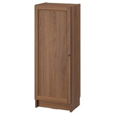 a tall wooden cabinet with two doors on one side and an open door on the other