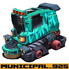 an image of a cartoon truck with the words municipal on it