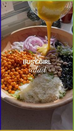 a bowl filled with lots of different types of food