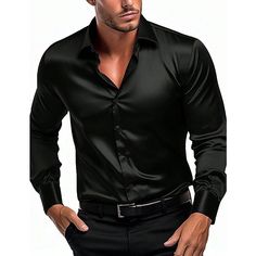 Season:Spring   Fall; Function:Moisture Wicking,Breathable; Fabric:Satin,Cotton,Cotton Blend; Sleeve Length:Long Sleeve; Look After Me:Washable,Wet and Dry Cleaning; Gender:Men's; Style:Casual,Fashion,Comfortable; Tops Type:Button Up Shirt,Satin Shirt,Casual Shirt,Shirt; Occasion:Vacation,Daily,Going out; Pattern:Plain; Neckline:Lapel; Brand:OUKU; Listing Date:12/21/2023; Bust:; Length:; Shoulder Width:; Sleeve:; Fit US Size:null; Fit UK Size:null; Fit EU Size:null Black Satin Shirt, Bow Tie Suit, Lapel Top, Satin Noir, Prom Long, Business Tops, Satin Shirt, Prom Dresses Long With Sleeves, Slim Fit Shirt