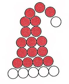 a red and white drawing with circles in the shape of a person's head