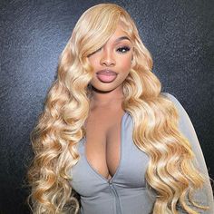 P27/613 Blonde Highlight 6x5 Wear Go Wigs Body Wave Honey Blonde Wig With Blonde Highlights – Megalook Hair Wig With Blonde Highlights, Honey Blonde Wig, Highlight Wigs, 27 Honey Blonde, Wigs Body Wave, Auburn Color, Blonde Highlight, Blonde Wigs, U Part Wig