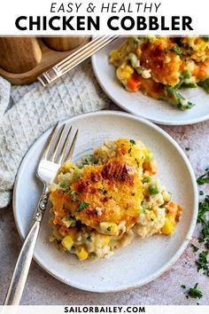 This is a healthier version of the viral Chicken Cobbler recipe! Chopped chicken, mixed vegetables, and a buttery biscuit layer are combined for a cozy, effortless dish. It's creamy, savory, and just what you need for a satisfying and easy dinner recipe, or even as a holiday appetizer! Chicken Tomato Casserole, Bailey Recipes, Chicken Cobbler Recipe, Chicken Cobbler, One Pan Dishes, Enchiladas Healthy, Favorite Chicken Recipes, Easy Casserole Dishes