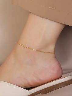 Yellow Gold  Collar  Stainless Steel   Embellished   Women's Fashion Jewelry خواتم خطوبة, قلادات متدلية, Anklet Designs, Pretty Jewelry Necklaces, Ankle Jewelry, Women Anklets, Ankle Chain, Jewelry Design Earrings, Classy Jewelry