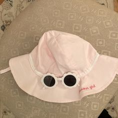 This Adorable Hat Has Glamour Girl Embroidered In Pink On The Brim Adjustable Back. Grosgrain White Ribbon On Brim. Sunglasses Are Uv 400. Chin Strap. Material Is 57% Polyester And 43% Cotton. Buy Confidently From A Top Rated Seller And Fast Shipper Cotton Sun Hat With Uv Protection For Playtime, Cute Spring Sun Hat With Upf 50+, Cute Adjustable Fit Sun Hat For Spring, Cute Pink Sun Hat For The Beach, Cute Adjustable Sun Hat With Uv Protection, Cute Pink Sun Hat For Beach, Fun Sun Hat For Spring Playtime, Fun Spring Sun Hat For Playtime, Fun Sun Hat For Playtime In Spring