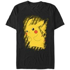 Gotta catch 'em all! Get into the game with the iconic world of Pokemon cards, video games, TV shows, and more with adorable new officially licensed apparel for the whole family featuring all your favorite Pokemon! This Men's Pokemon Pikachu Lightning Portrait Graphic T-Shirt features a large graphic of Pikachu across the front along with lightning bolts in the background. Grab one of these new Pokemon tees today and be the envy of all your friends! Color: Black.  Gender: male.  Age Group: adult Pikachu Lightning, Baby Pokemon, Portrait Graphic, Lightning Bolts, Mens Graphic T, Pokemon Pikachu, New Pokemon, Graphic Tee Design, Big Clothes